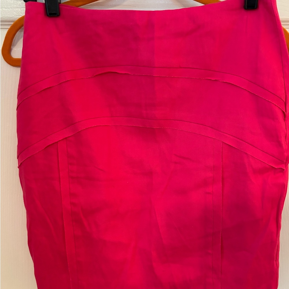 Nicole Miller Elegant Pink Linen Mini Skirt